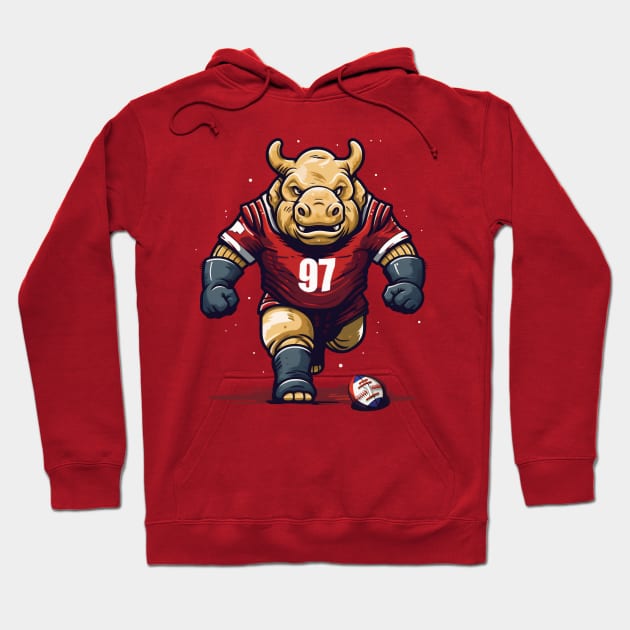 rhino football player Hoodie by javierparra